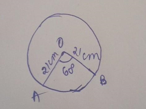 find the area and perimeter of sector OAB given that angle AOB is 60 degrees and the-example-1