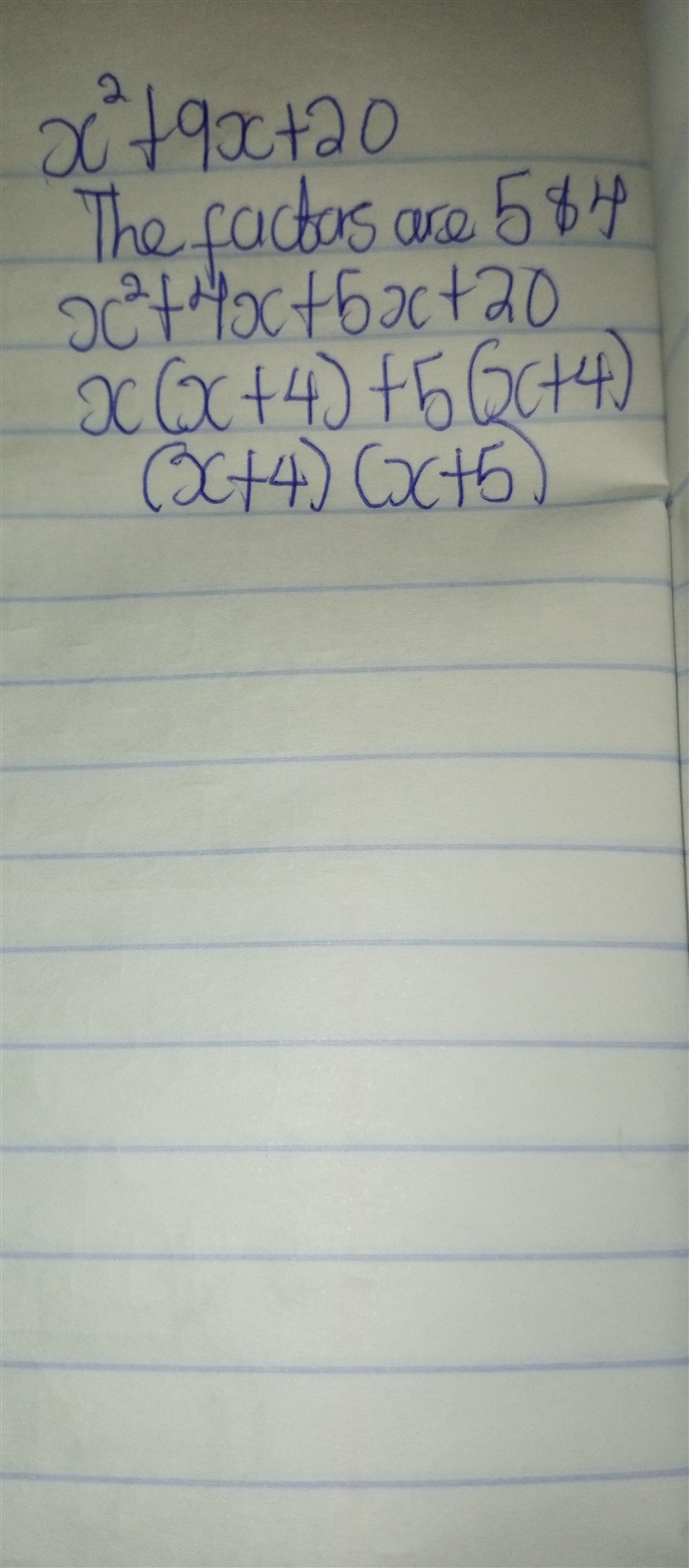 Which of the following represents the factorization of the polynomial below? X2 +9x-example-1