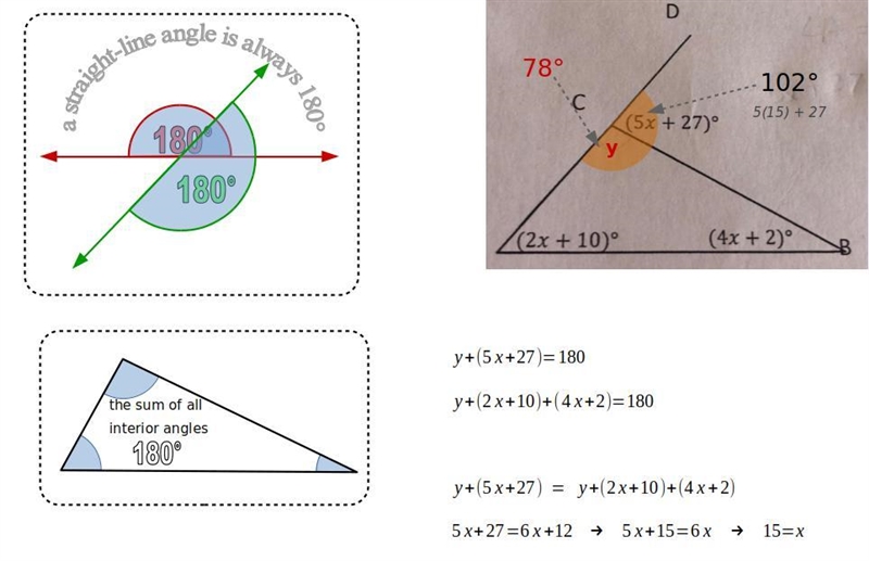 13. Find the measure of (5x +27)° (2x + 10)° (4x + 2)°-example-1