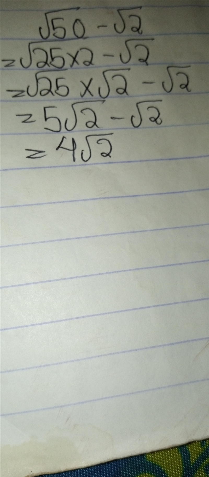 Which choice is equivalent to the expression below? sqrt 50 - sqrt 2-example-1