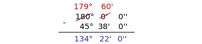 Find the supplement of 45 degrees 38’-example-3