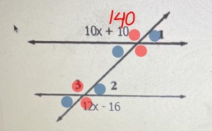 Find the measures of the numbered angles. (Hint: You may need to solve for x first-example-4