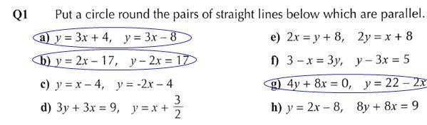 I need help with these 2 questions on y=mx + c-example-1