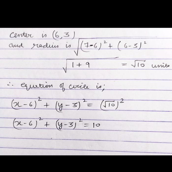 Determine the equation of the circle graphed below.-example-1