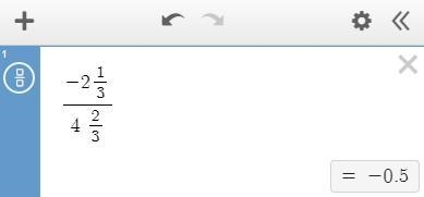 Solution for -2 1/3 divided by 4 2/3-example-1