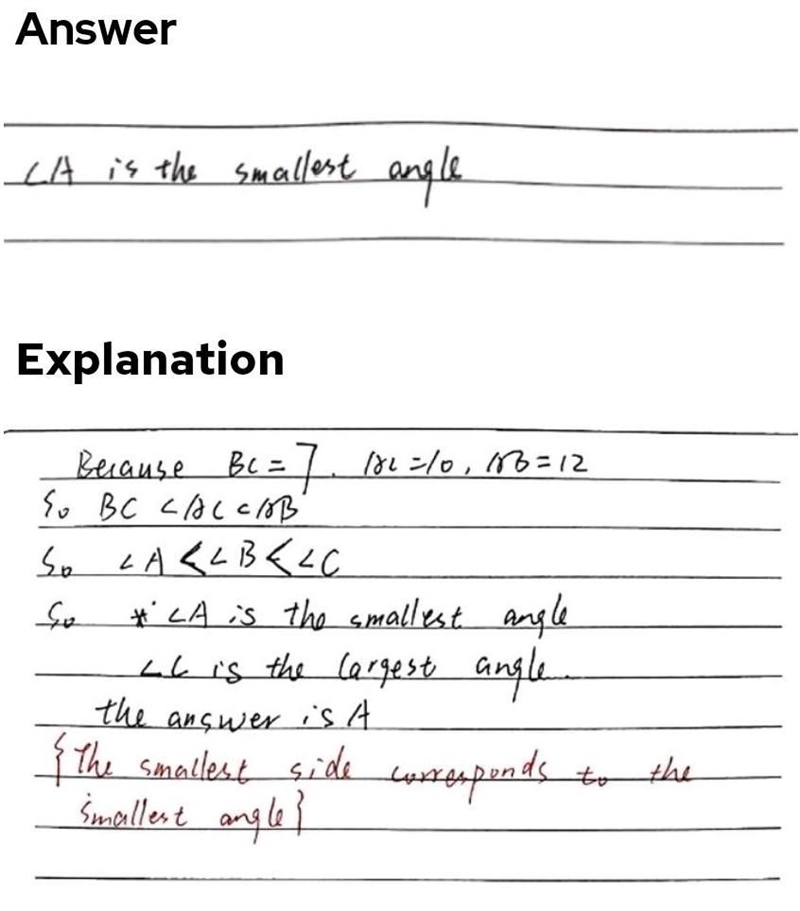 Which of the following statements is true concerning ABC below? 10 B с OA. ZA is the-example-1