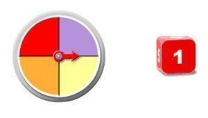 Event A: Spinning violet or yellow on the spinner. Event B: Rolling an even number-example-1