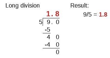 Write the decimal equivalent for 9 over 5.-example-1