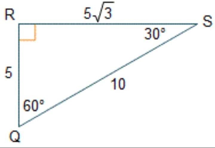 Given right triangle QRS, what is the value of sin(30°)?-example-1