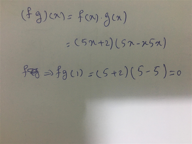 Given f(x) = 5x + 2 and g(x) = 5x - x5x. What is the value of (f g)(1)? A) O B) 20 C-example-1