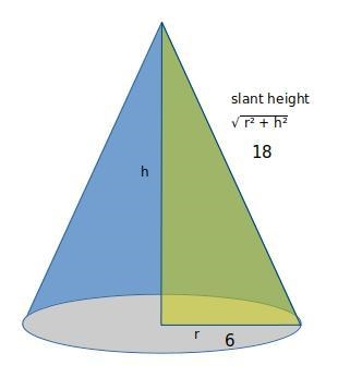 Find the surface of the cone in terms of pi. 144pi cm2 108pi cm2 90pi cm2 180pi cm-example-1