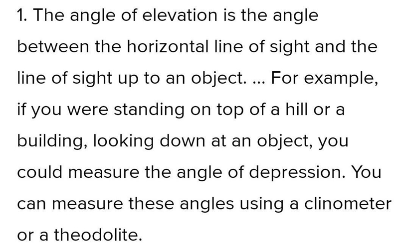 How did you identify the line of sight, angle of elevation and angle of depression-example-1