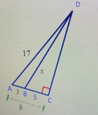 Find the unknown side length, x. Write your answer in simplest radical form. A. 15 B-example-1