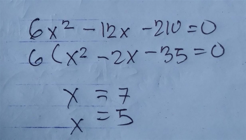 6x^2-12x-210 What are the x's-example-1