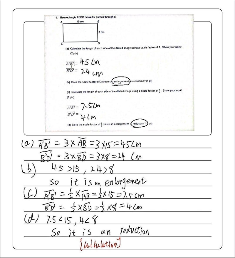 1. Use rectangle ABDC below for parts a through d. 15 cm B 8 cm C (a) Calculate the-example-1