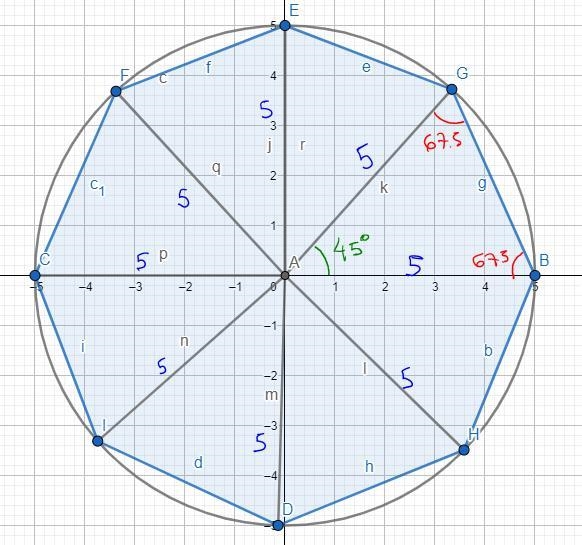 What is the area of a regular octagon inscribed in a circle of radius 5 meters?-example-4