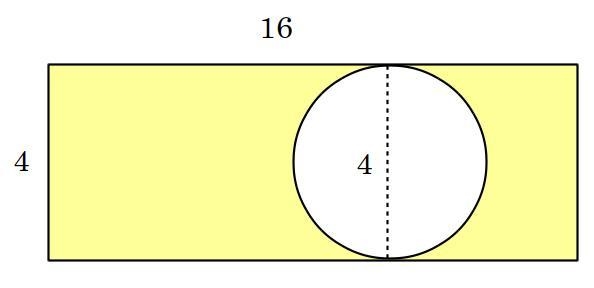 Find the Area of the figure below, composed of a rectangle with two semicircles removed-example-1