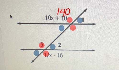 Find the measures of the numbered angles. (Hint: You may need to solve for x first-example-3