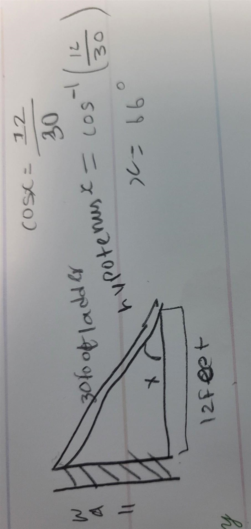 A 30-foot ladder is leaning against an office building. if the base of the ladder-example-1