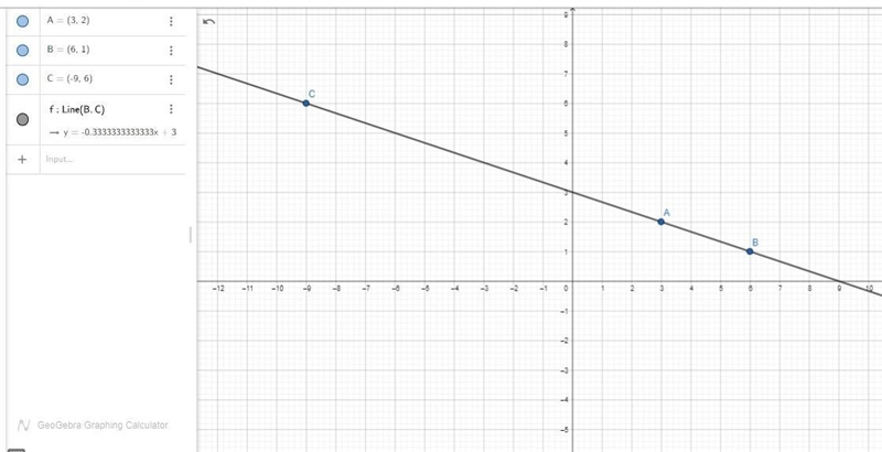 What are the x- and y-intercepts of the function whichcontains the points (3,2), (6,1), and-example-1