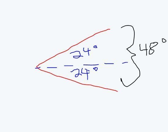 An angle is bisected, forming two new angles. If the original angle had a measure-example-2