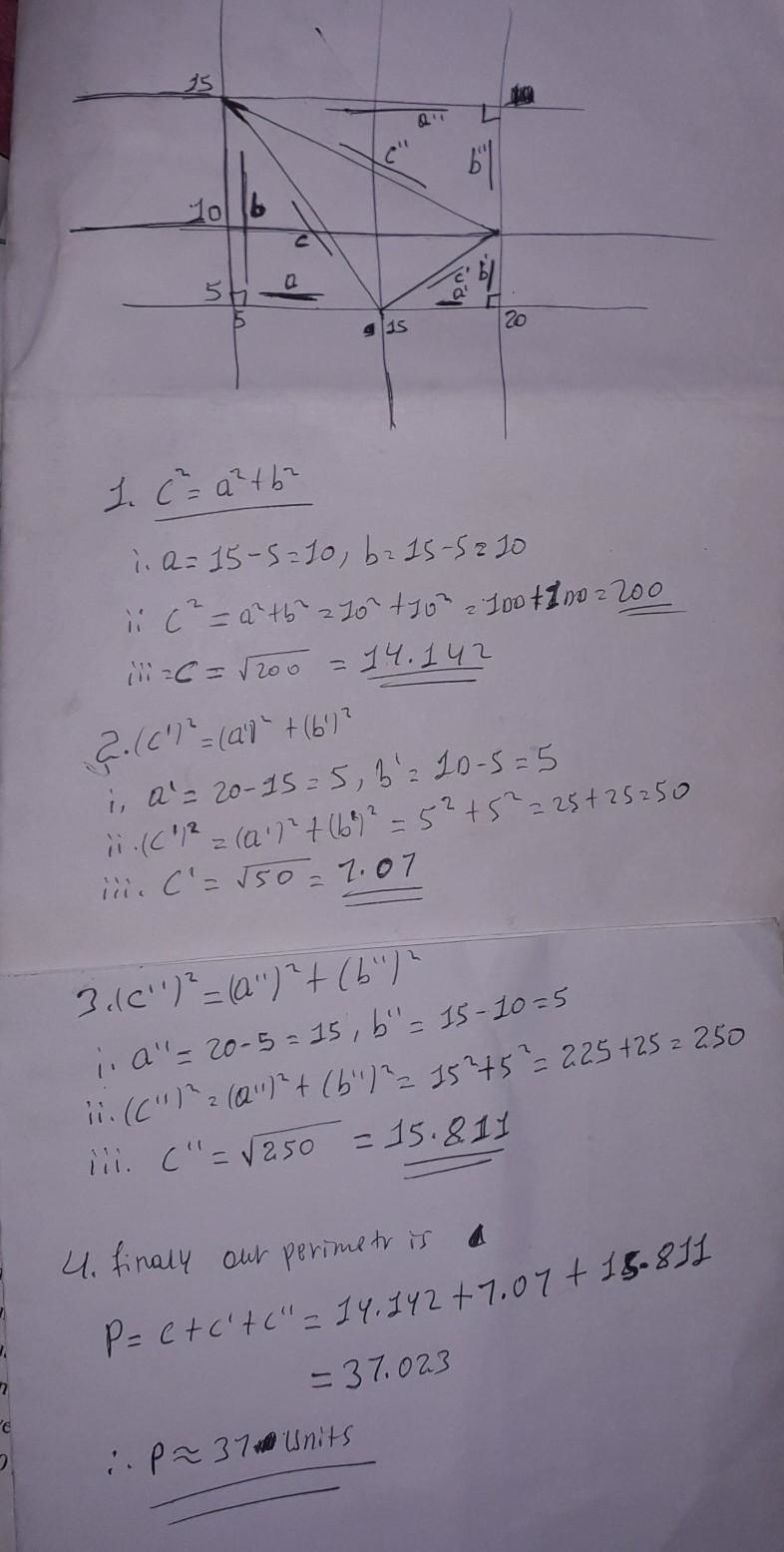 Determine the coordinates of the triangle to compute the perimeter of the triangle-example-1