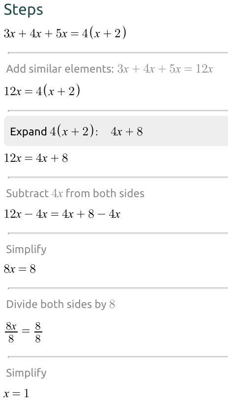 3 x + 4 x + 5 x = 4 ( x + 2 )-example-1