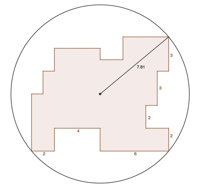 All the line segments of this 22-gon meet at right angles. The radius of the smallest-example-1