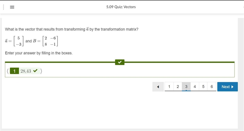 What is the vector that results from transforming å by the transformation matrix? 5 2 -6 ă and-example-1