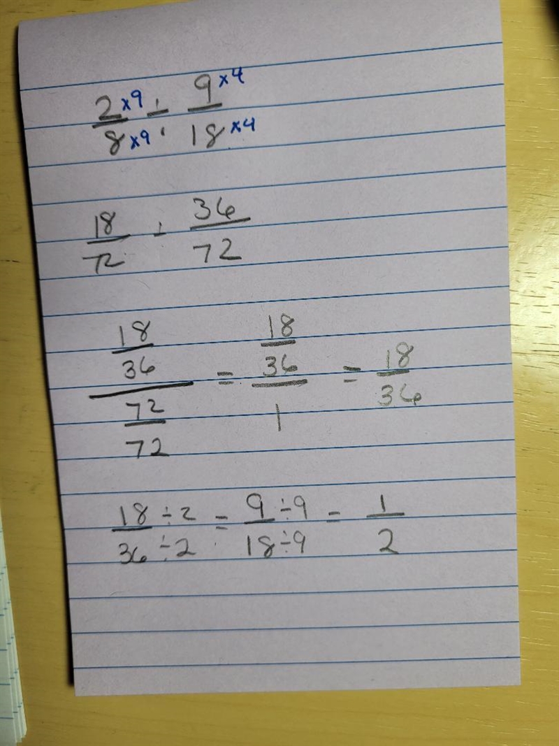 Divide 2/8 by 9/18 . Input your answer as a reduced fraction.\-example-1