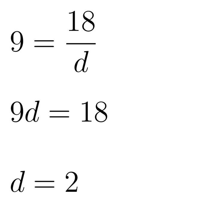 6. select all the values for d that make the equation 9 = 18 / d true-example-1