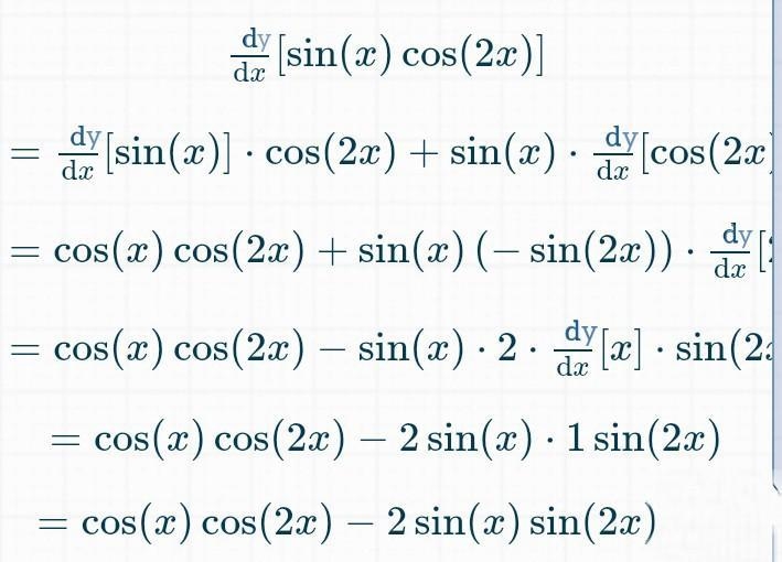 \sf \large \: If \: y = Sin x \: * Cos \: 2x \: Find (dy)/(dx) Thanku!​-example-1