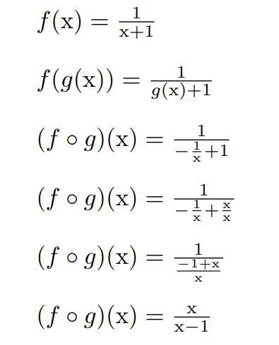 Find (f o g)(x) where f(x)= 1/x+1 and g(x)= -1/x-example-1