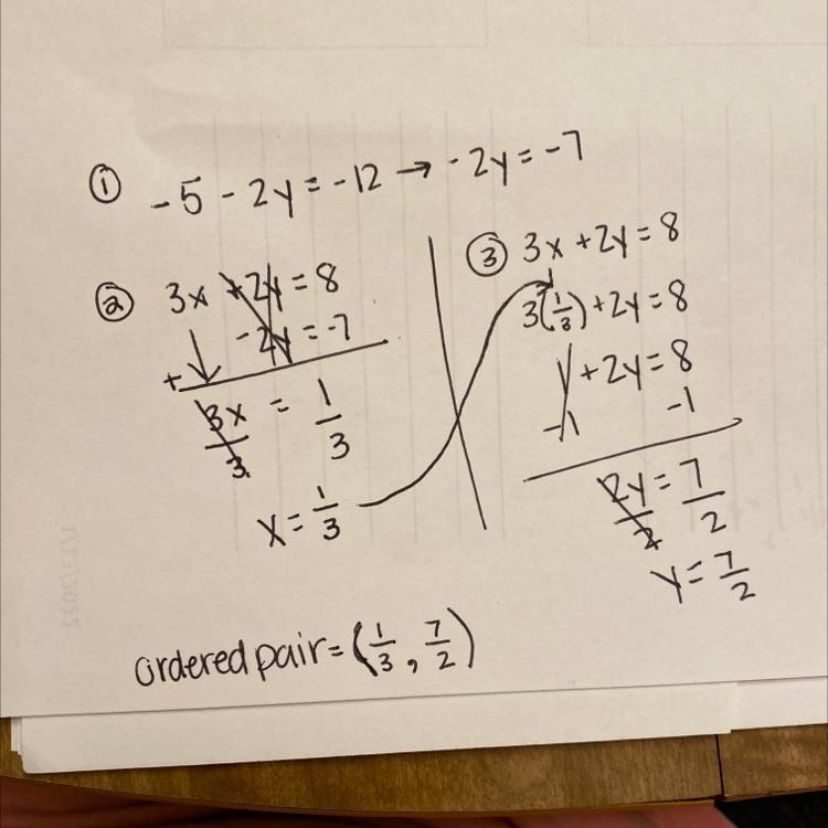 Solve the system of equations by elimintion express the solution as and order paired-example-1