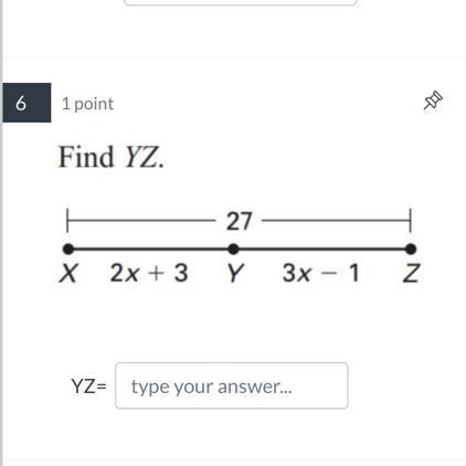 Find YZ. X 2x + 3 27- Y 3x - 1 N-example-1