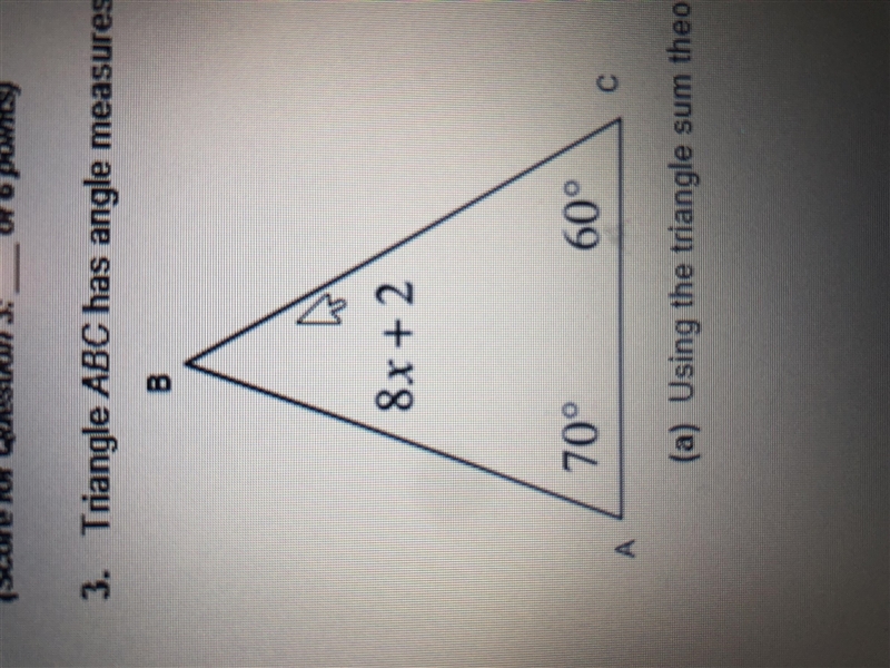 I NEED THIS NOW!! triangle abc has angle measures as shown (look at image). (a) using-example-1