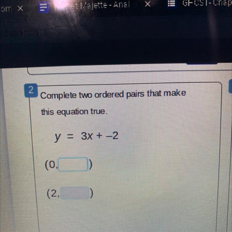 Y= 3x + -2. Help please-example-1