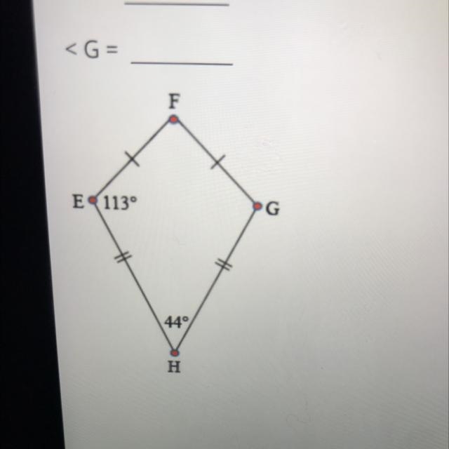 Using the kite below, solve for th measures of angles F and G.-example-1