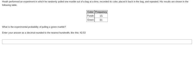 15 POINTS! Heath performed an experiment in which he randomly pulled one marble out-example-1