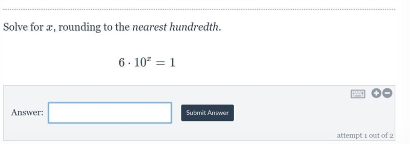 Solve for x, rounding to the nearest hundredth.-example-1