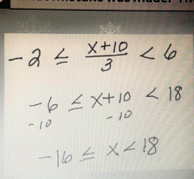 Pleasee help please 20 points Word problem Antonio’s solution to a compound inequality-example-1