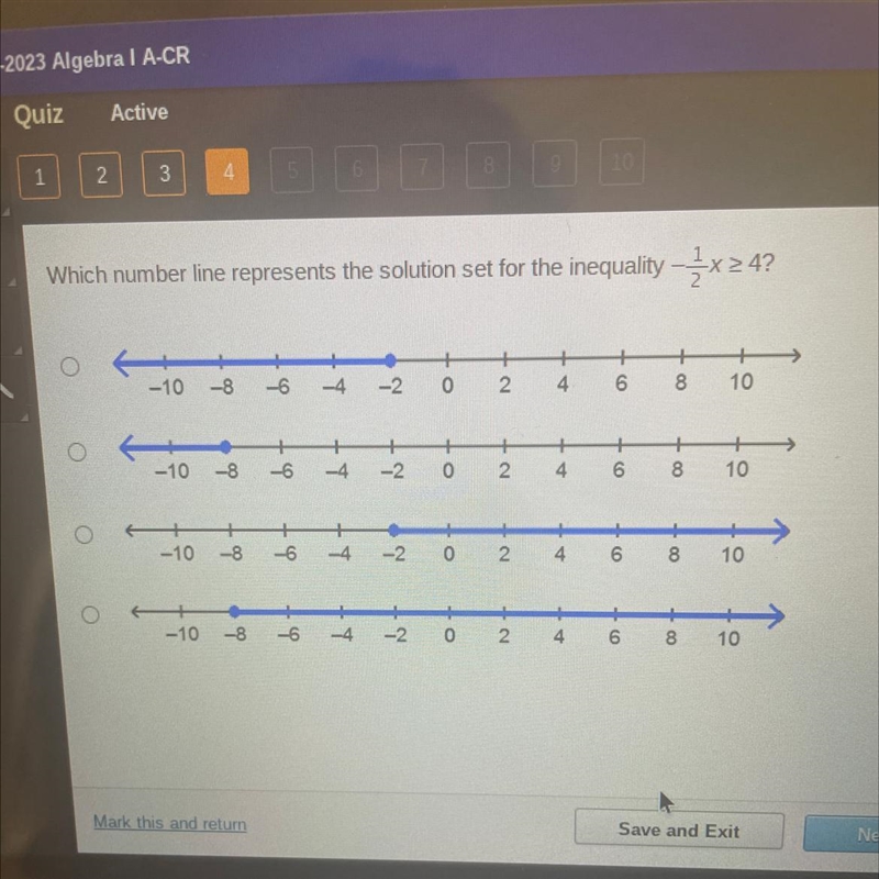 Which number line represents the solution set for the inequality-example-1