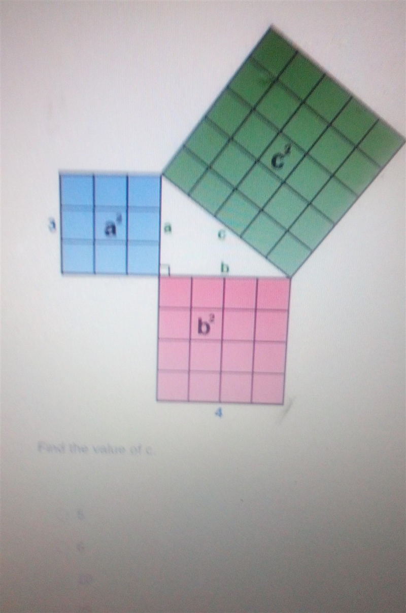 Find the value of c a. 5 b. 6 c.10 d.25 HURRY PLEASE.​-example-1