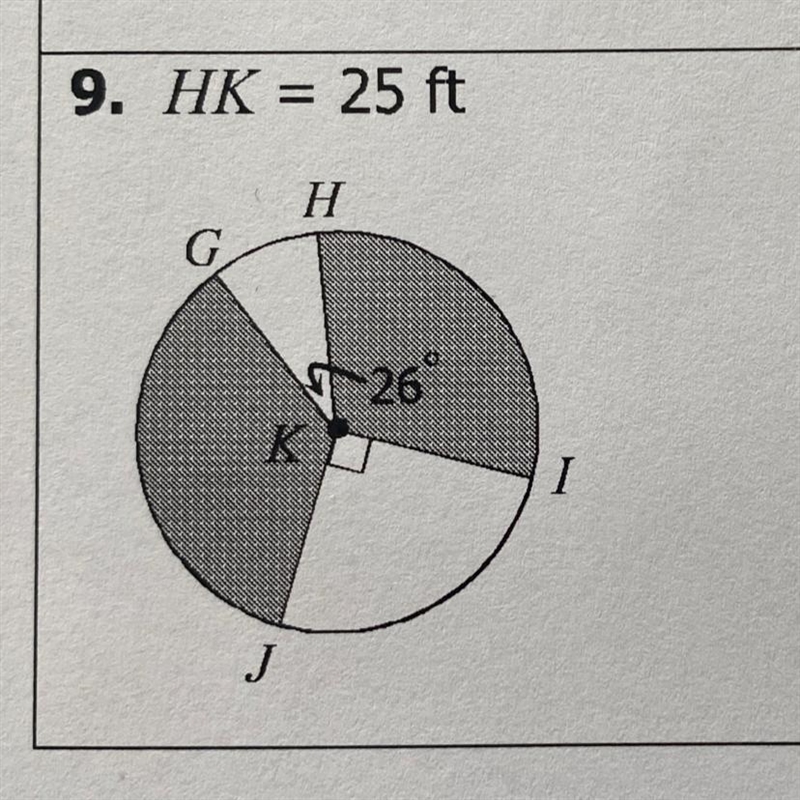 Find Area of each shaded sector. Round to the hundredths place.-example-1