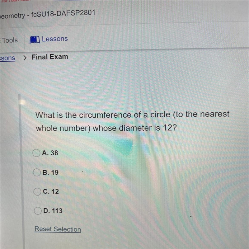 What is the circumference of a circle (to the nearest whole number) whose diameter-example-1