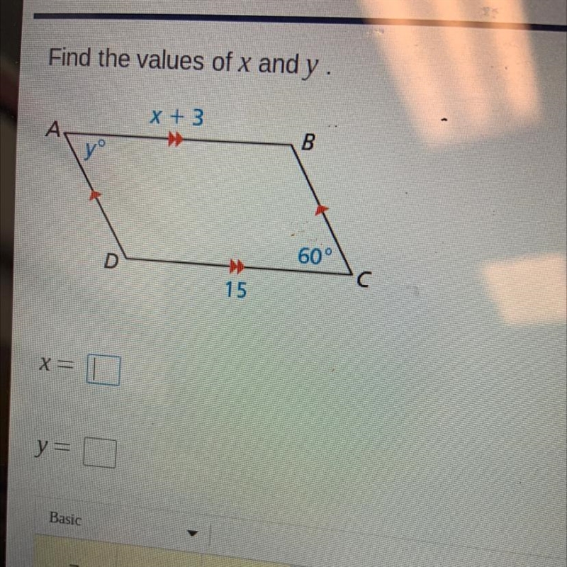 Find the values of x and y.-example-1