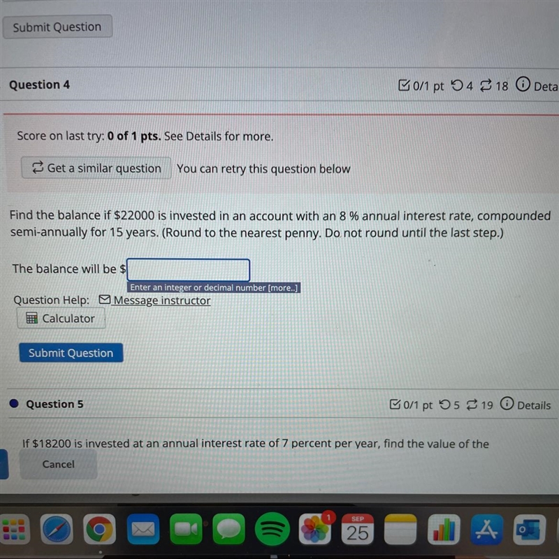 Find the balance if $22000 is invested in an account with an 8% annual interest rate-example-1