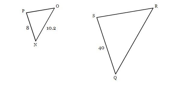 Triangle NOP is similar to triangle QRS. Find the measure of the side QR. Figures-example-1