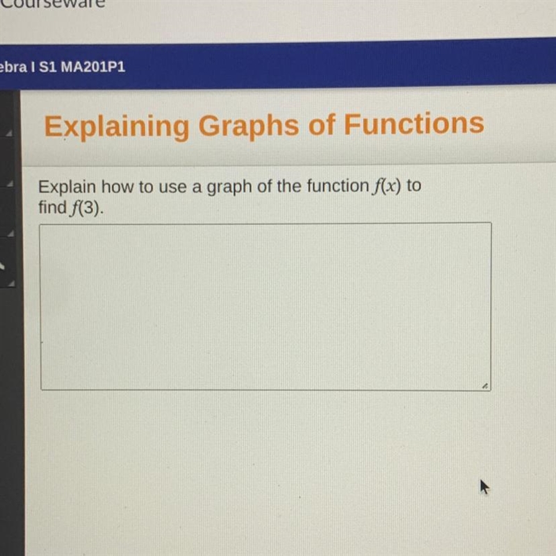 Explain how to use a graph of the function f(x) to find f(3).-example-1