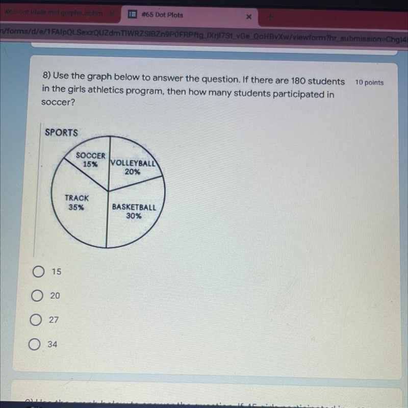 8) Use the graph below to answer the question. If there are 180 students 10 pointsin-example-1